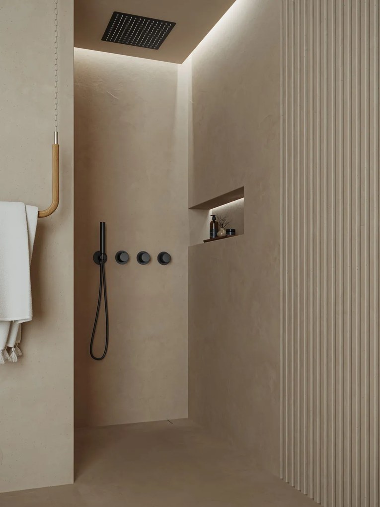 Saniclear Plus inbouw regendouche met inbouw douchekop 30x30cm en staafhanddouche zwart mat