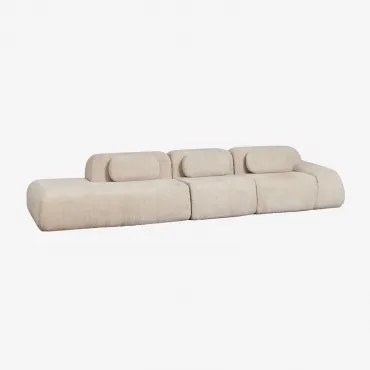 Modulaire Hoekbank Van 3 Delen Met Linker Divan In Vacuüm Verpakte Chenille Merida Chenille Dik Tapiocabeige - Sklum