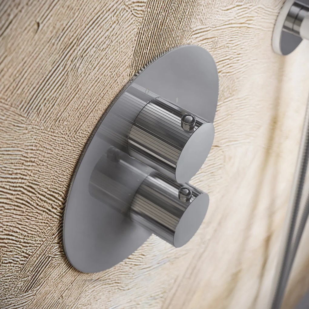 Saniclear Talpa Stripes inbouw regendouche 20cm met ronde massagejets en muurarm chroom