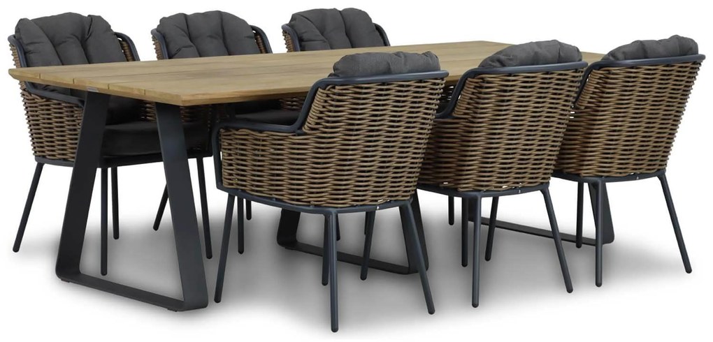 Tuinset 6 personen 240 cm Wicker Grijs Lifestyle Garden Furniture Santika