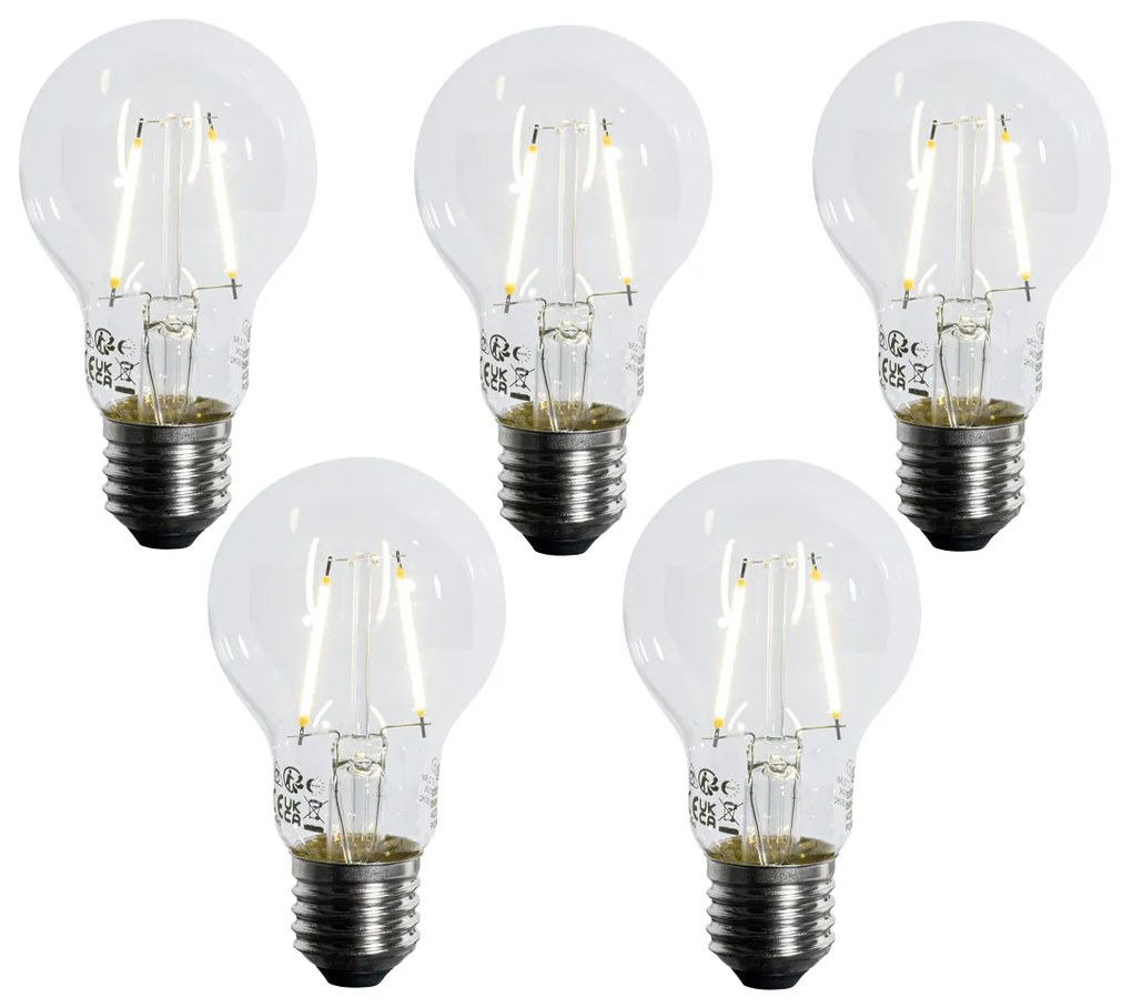 Set van 5 E27 LED lamp met schemerschakelaar / dag-nacht sensor A60 schemersensor 2,5W 250 lm 2700K