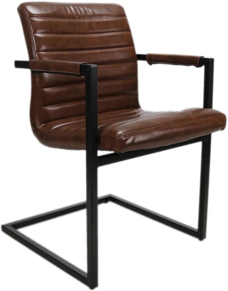 Viverne | Eetkamerstoel San Justo breedte 54 cm x diepte 60 cm x hoogte 83 cm vintage donkerbruin eetkamerstoelen kunstleer (imitatieleer), metaal meubels stoelen & fauteuils