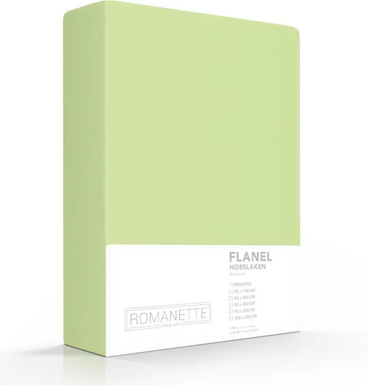 Romanette Luxe Hoeslaken Verwarmend Flanel - Misty Green 160 x 200