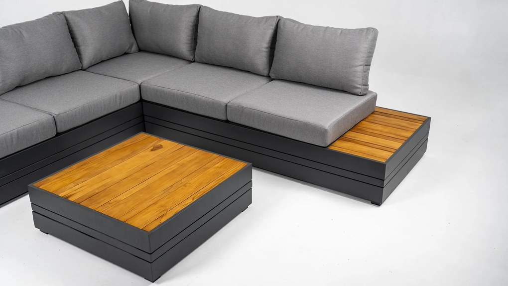 DATHO OUTDOOR Hoek Loungeset - Formentera - Aluminium - Teak - Smoked Grey - Datho Outdoor