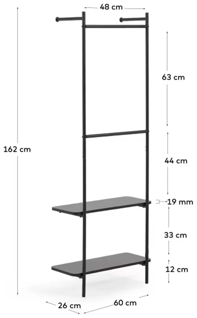 Kave Home Galatia Muur Kledingrek Met Planken