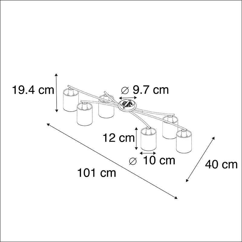 Moderne plafondlamp wit 6-lichts - Lofty