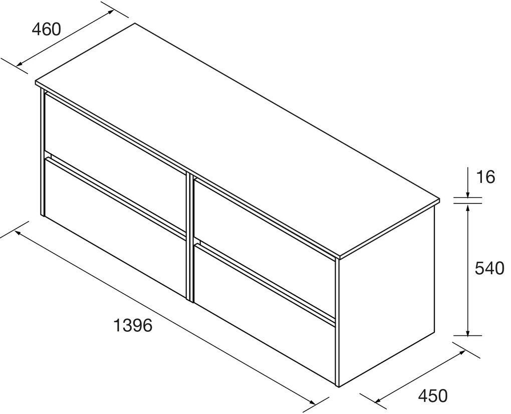 Muebles Project badmeubel 140cm met 4 lades en toppaneel warm eiken