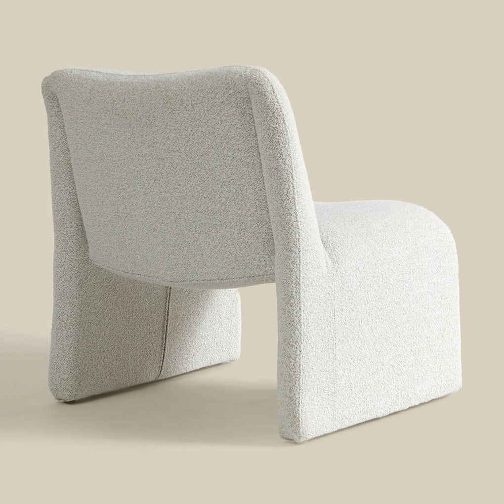 Gebogen Fauteuil Creme Stof