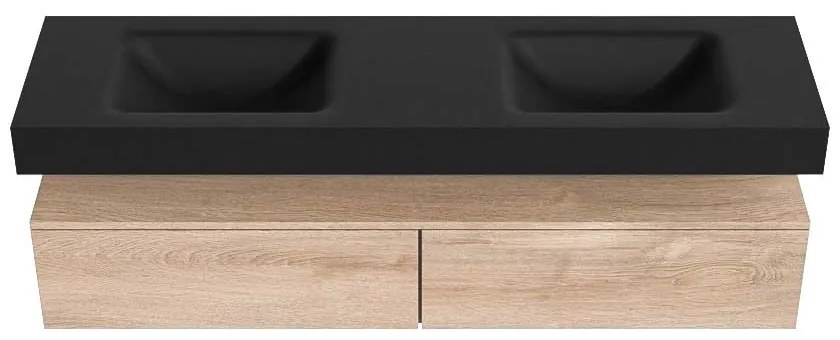 Zaro Alan badmeubel 170cm washed oak 2 lades met vrijhangende wastafel cloud dubbel zonder kraangat urban