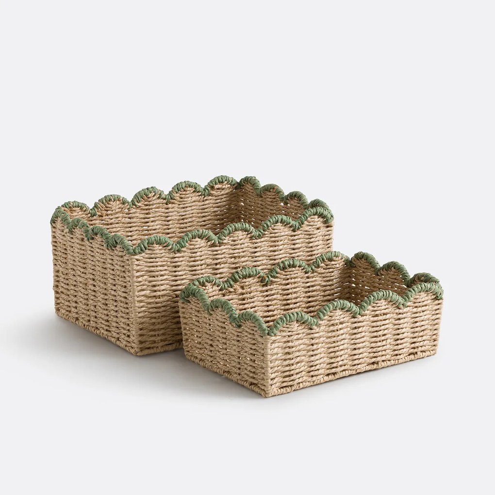 Set van 2 manden van gevlochten papier, SUFIA