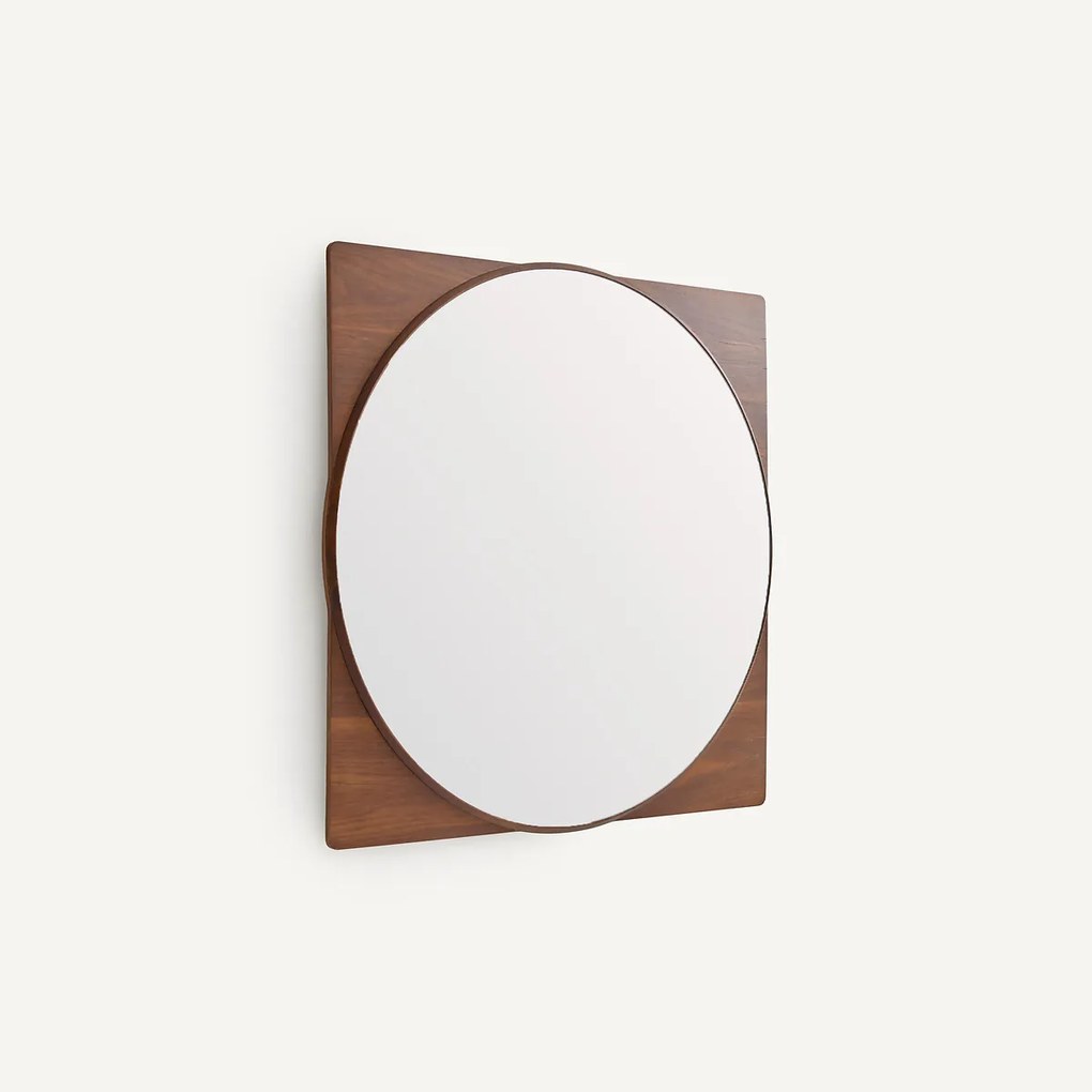 Ronde spiegel met walnoten lijst, hoogte 50 cm, NOTTERI