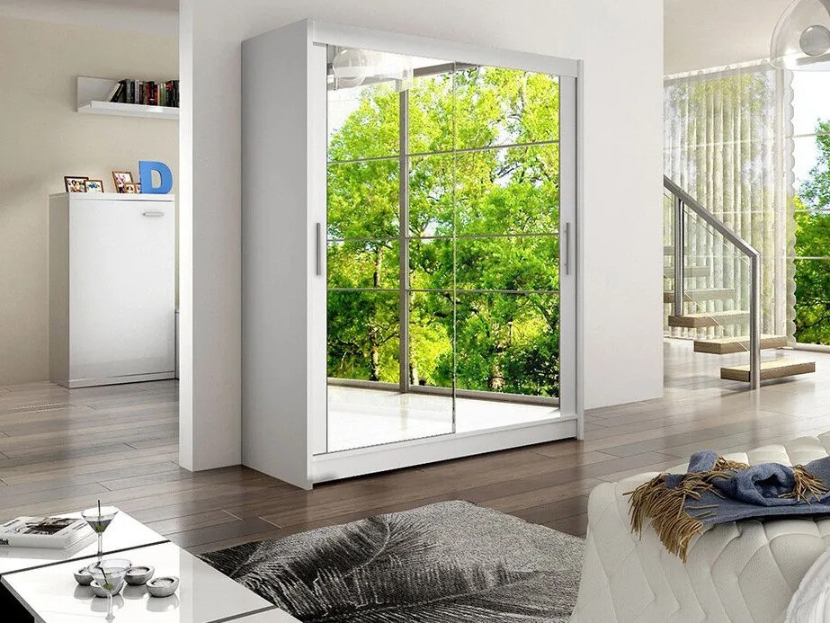 Kledingkast Closico Camera XI, Wit, 200x150x58cm, 114 kg, Kledingkast deuren: Schuivend, Aantal planken: 5, Aantal planken: 5