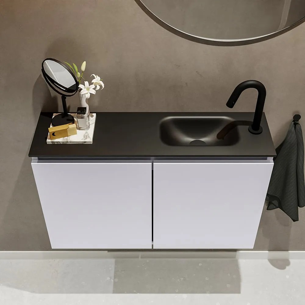 Mondiaz Ture 80cm toiletmeubel cale met wastafel urban rechts 1 kraangat