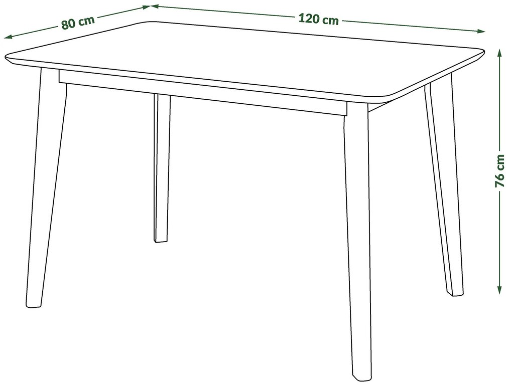 ROXY Onderstel naturel eik/zwart - RETRO KEUKEN-/DININGTAFEL - rechthoekige houten tafel