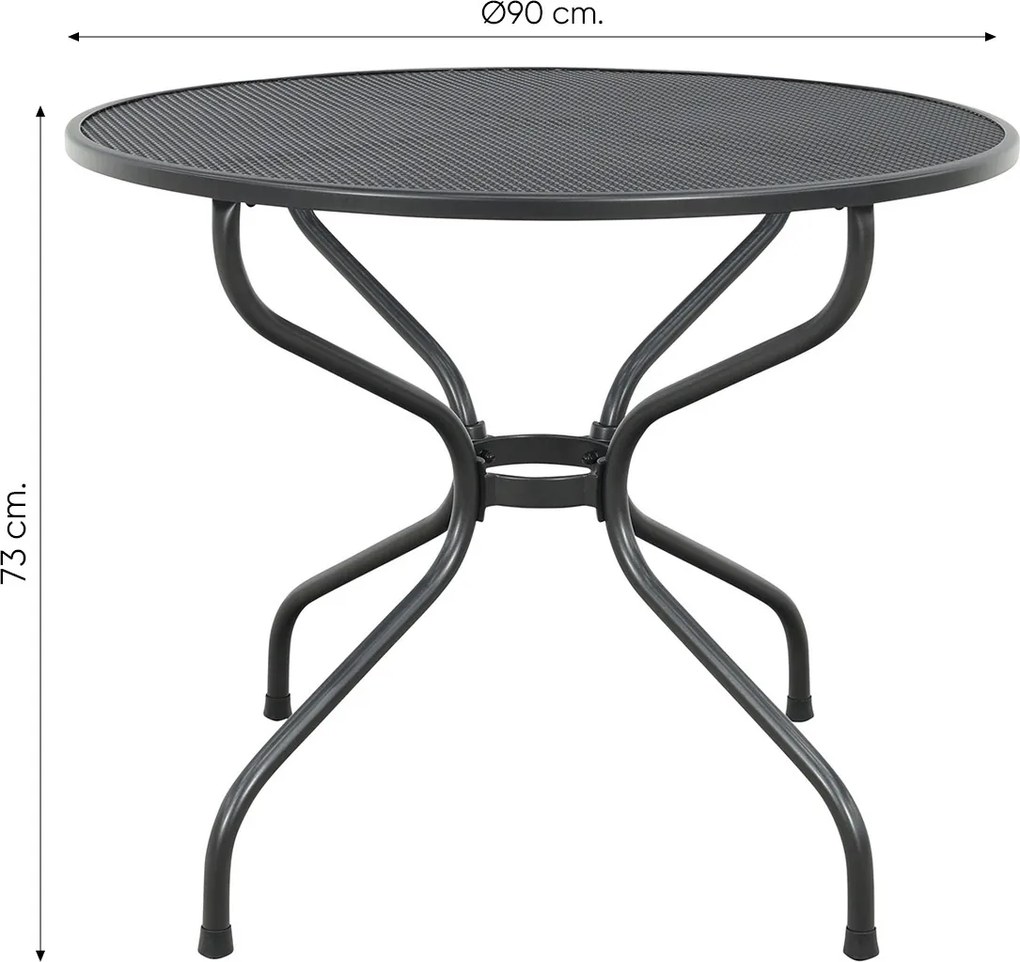 Royal Garden Carlo ronde stapelbare tuinset strekmetaal Ø90 cm.