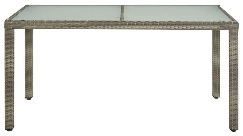 vidaXL Tuintafel 150x90x75 cm gehard glas en poly rattan grijs