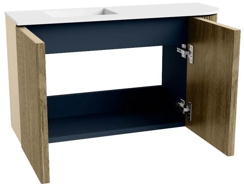 Mondiaz Joya 70cm toiletmeubel ronding rechts dusk met wastafel faye links zonder kraangat talc