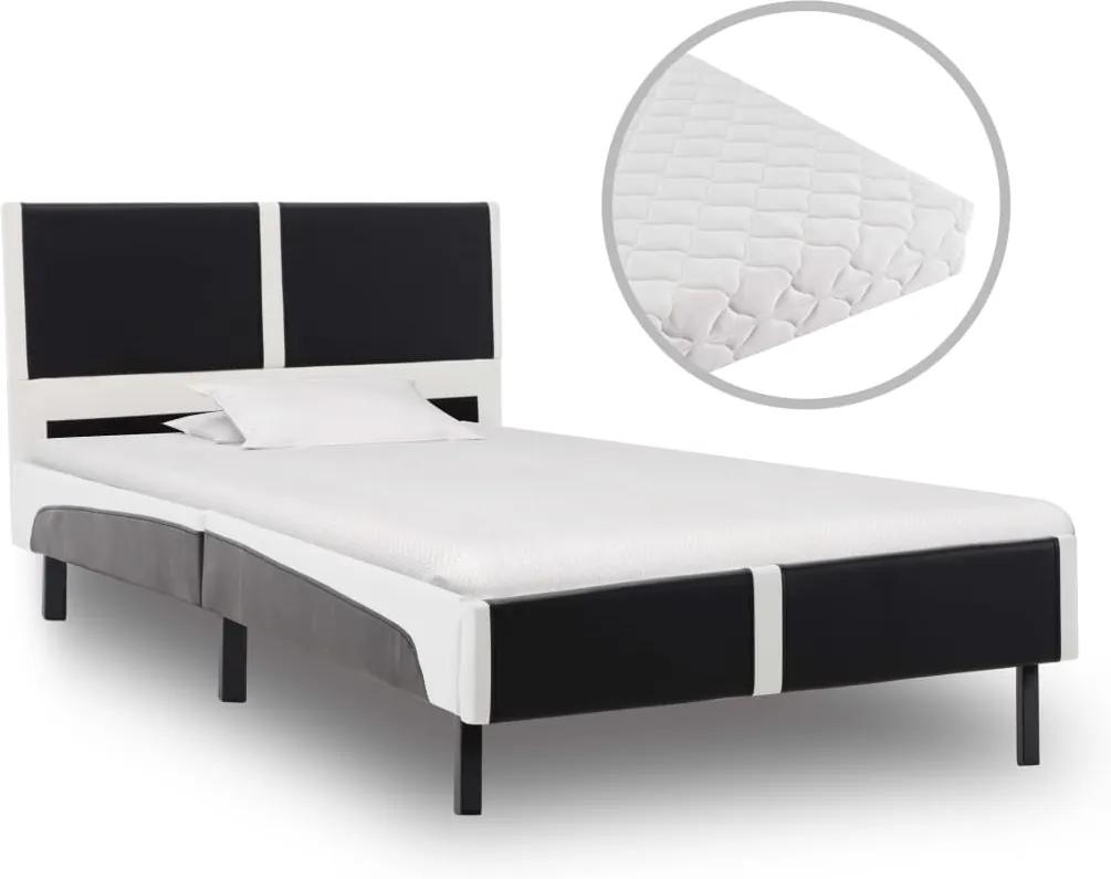 Bed met matras kunstleer zwart en wit 90x200 cm