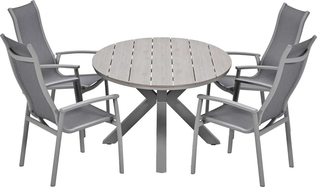 Garden Impressions Hilly tuinset 5-delig taupe - Tulli tuintafel 180x115 cm - light teak vironwood