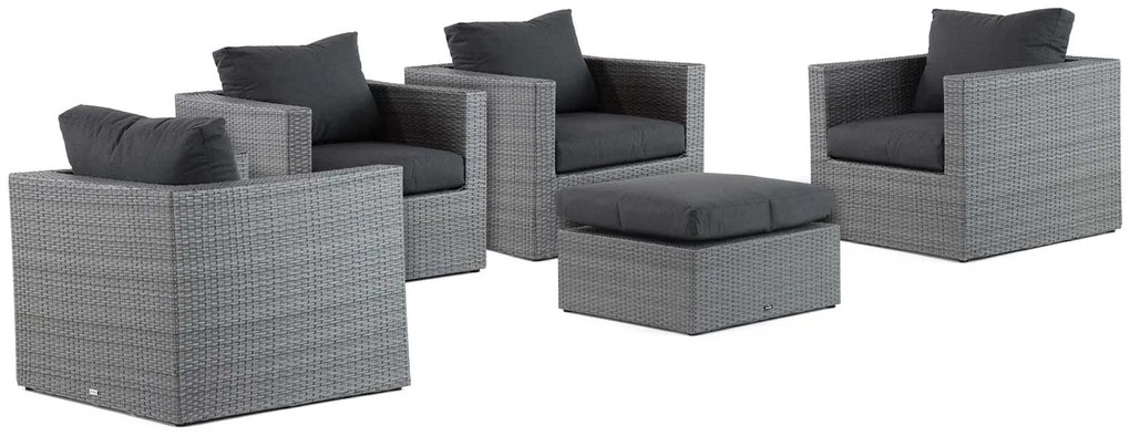 Loungeset 4 personen Wicker Grijs  Garden Collections Houston