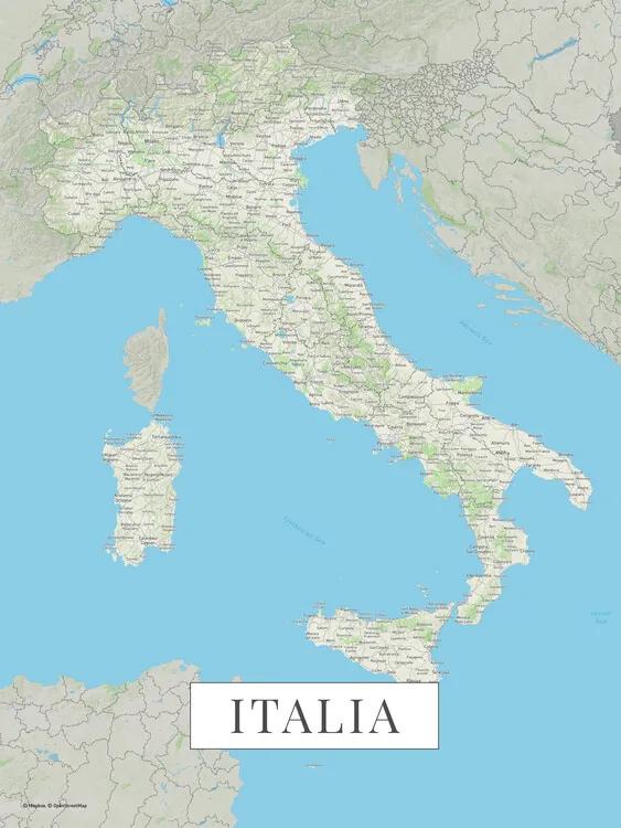 Kaart Italy color, (30 x 40 cm)