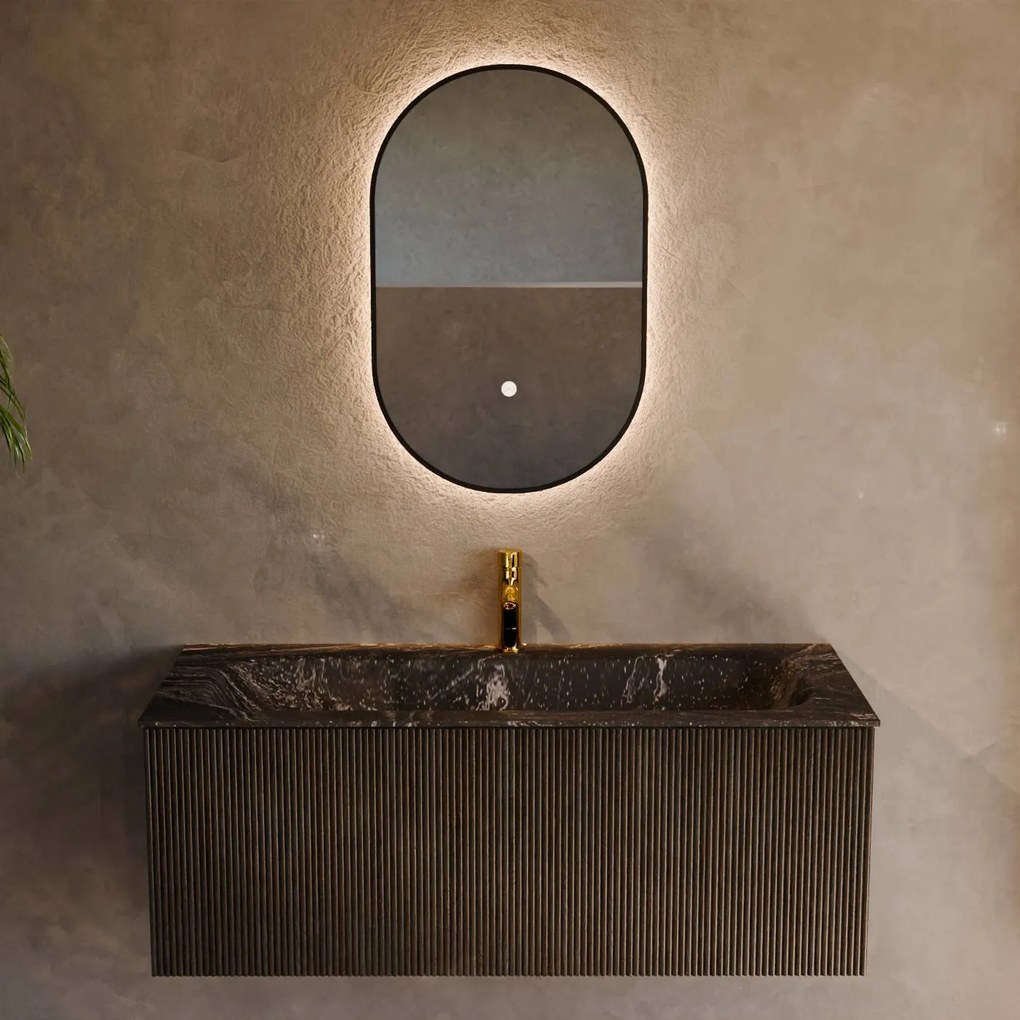 Mondiaz Kurve-dlux 110cm badmeubel shadow met 1 lade en wastafel big medium midden 1 kraangat lava