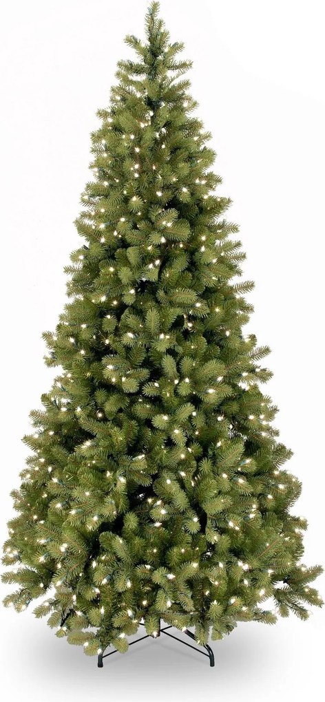 Poly Bayberry Slim Hinged verlichte kunstkerstboom - 243 cm - Groen - Diameter 114 cm - 1436 tips - 550 ledlampjes (warm wit) - Metalen voet