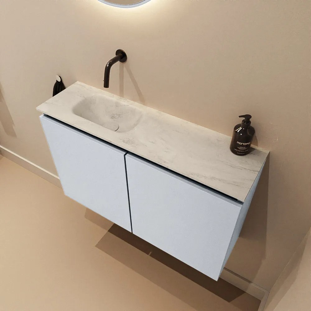 Mondiaz Ture DLux toiletmeubel 80cm clay met wastafel opalo links zonder kraangat