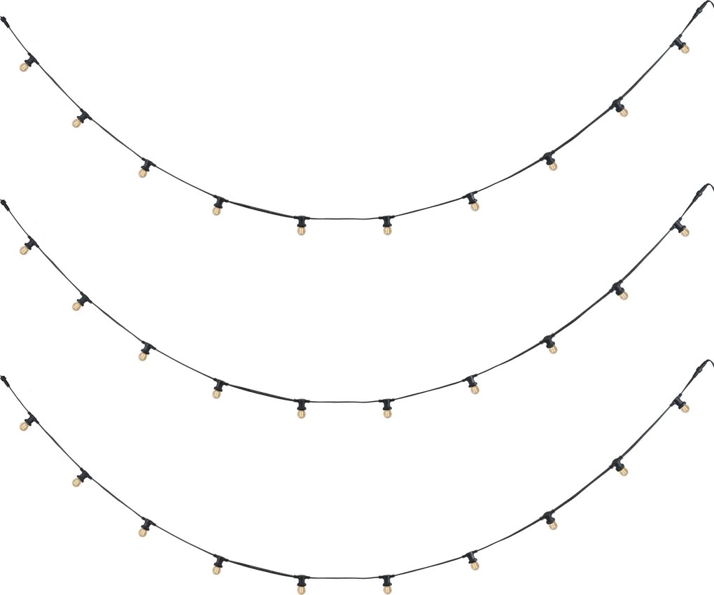 Lichtsnoer zwart koppelbaar met stekker 14m incl. E27 P45 30-lichts IP44 - Lubber
