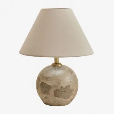 Marvexi Tafellamp Van Natuursteen Beige Marmer Panther & Wit Ø20 Cm - ↑10 Cm Menorca - Sklum