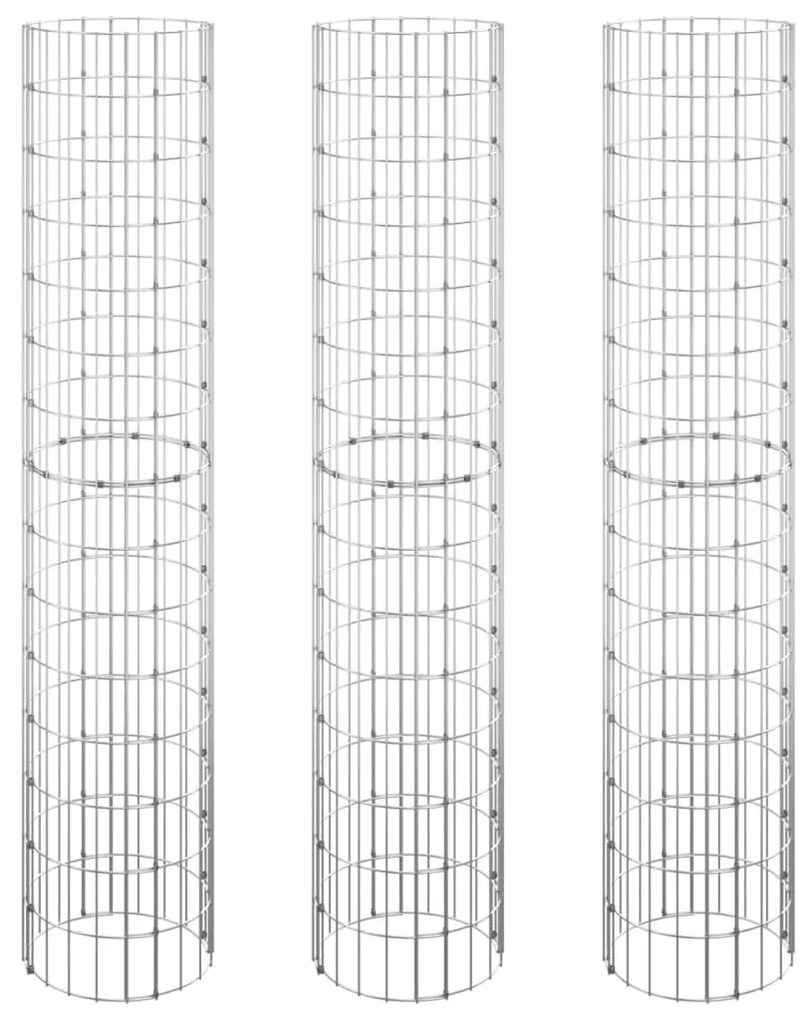 vidaXL Gabion plantenbakken 3 st rond verhoogd Ø30x150 cm staal