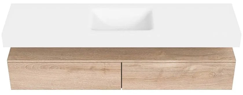 Zaro Alan badmeubel 180cm washed oak 2 lades met vrijhangende wastafel cloud midden zonder kraangat talc