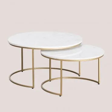 Ronde Nisttafels Van Marmer Kaley Wit Marmer - Sklum