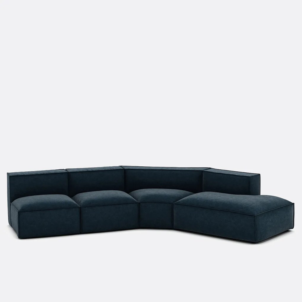 4-zits bank met hoek van ribfluweel met structuur, Seven