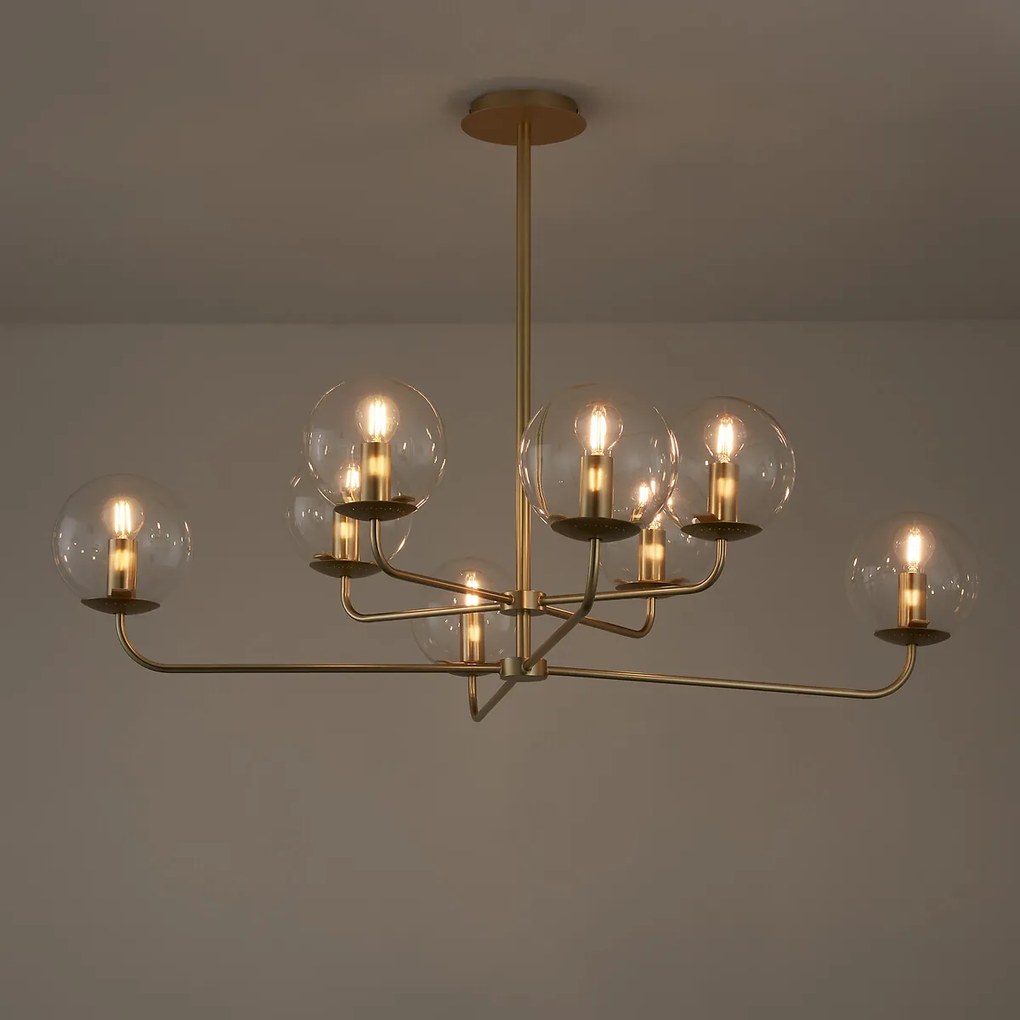 Hanglamp in messing en glas, Moricio