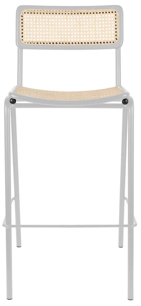 Zuiver Jort Hoge Retro Barkruk Met Rotan Grijs
