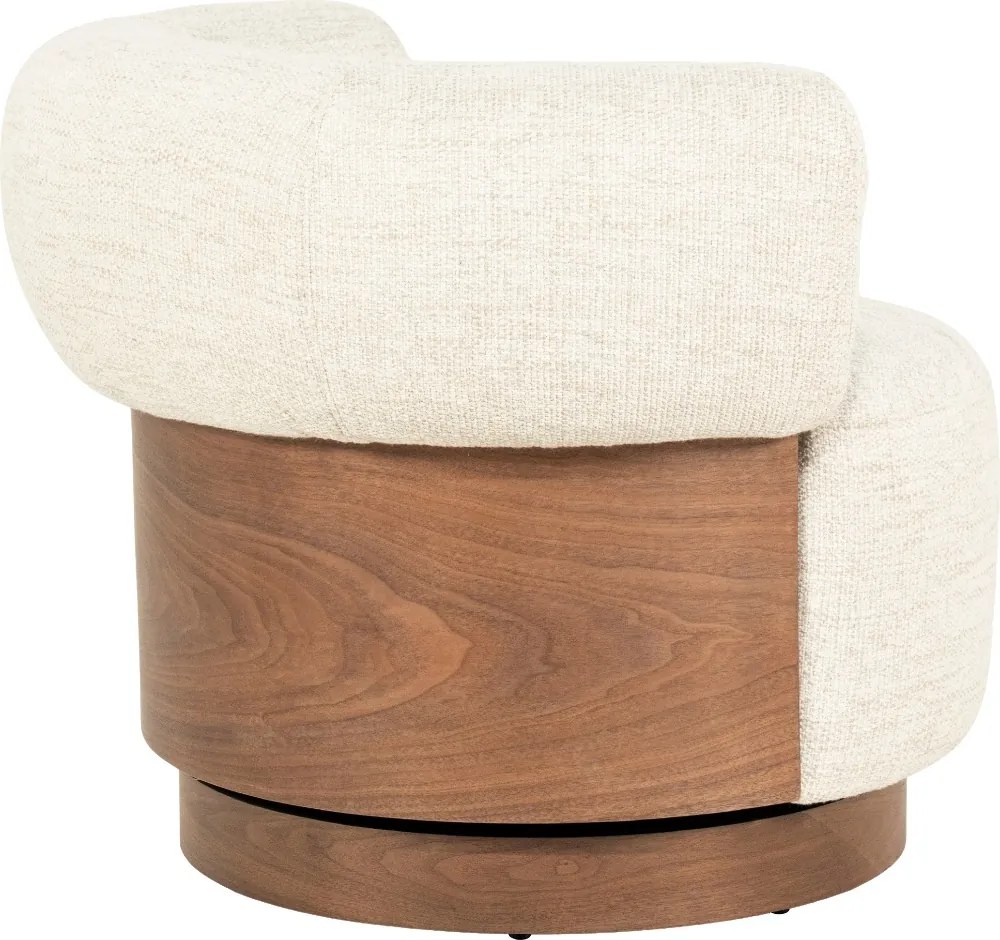 Fauteuil Met Hout Draaibaar Beige
