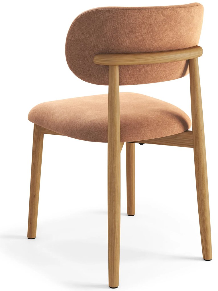 ALMO Terracotta (stof Danny 204)/gelakt eiken frame – HOUTEN STOEL VOOR WOONKAMER, EETKAMER, KEUKEN RETRO