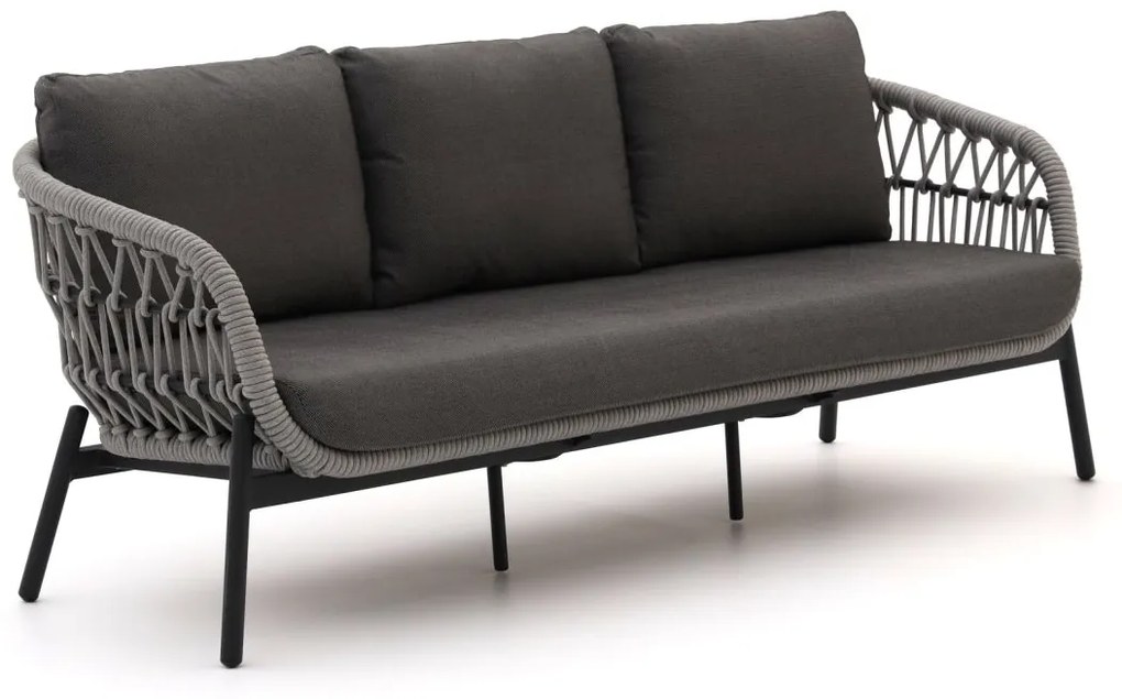 Loungebank Tuin Bellagio   | Rope (touw) | 3 personen | Tuinbank Grijs | 215cm | Incl. kussens | Kees Smit Tuinmeubelen