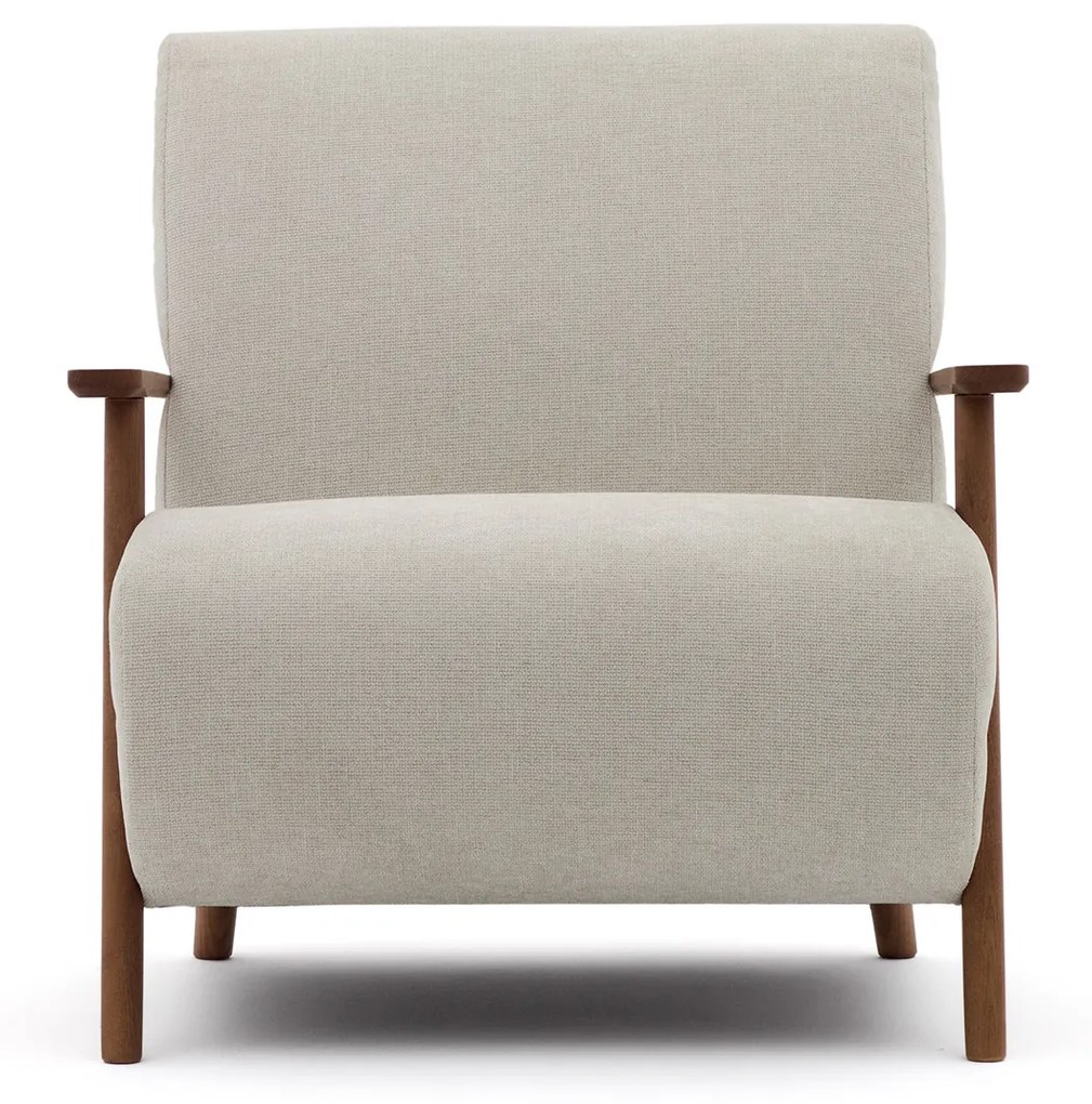 Kave Home Meghan Retro Fauteuil Walnoot En Beige