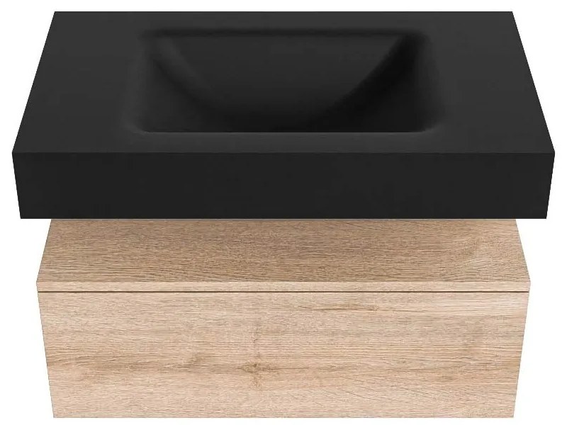 Zaro Alan badmeubel 80cm washed oak 1 lade met vrijhangende wastafel cloud midden 1 kraangat urban