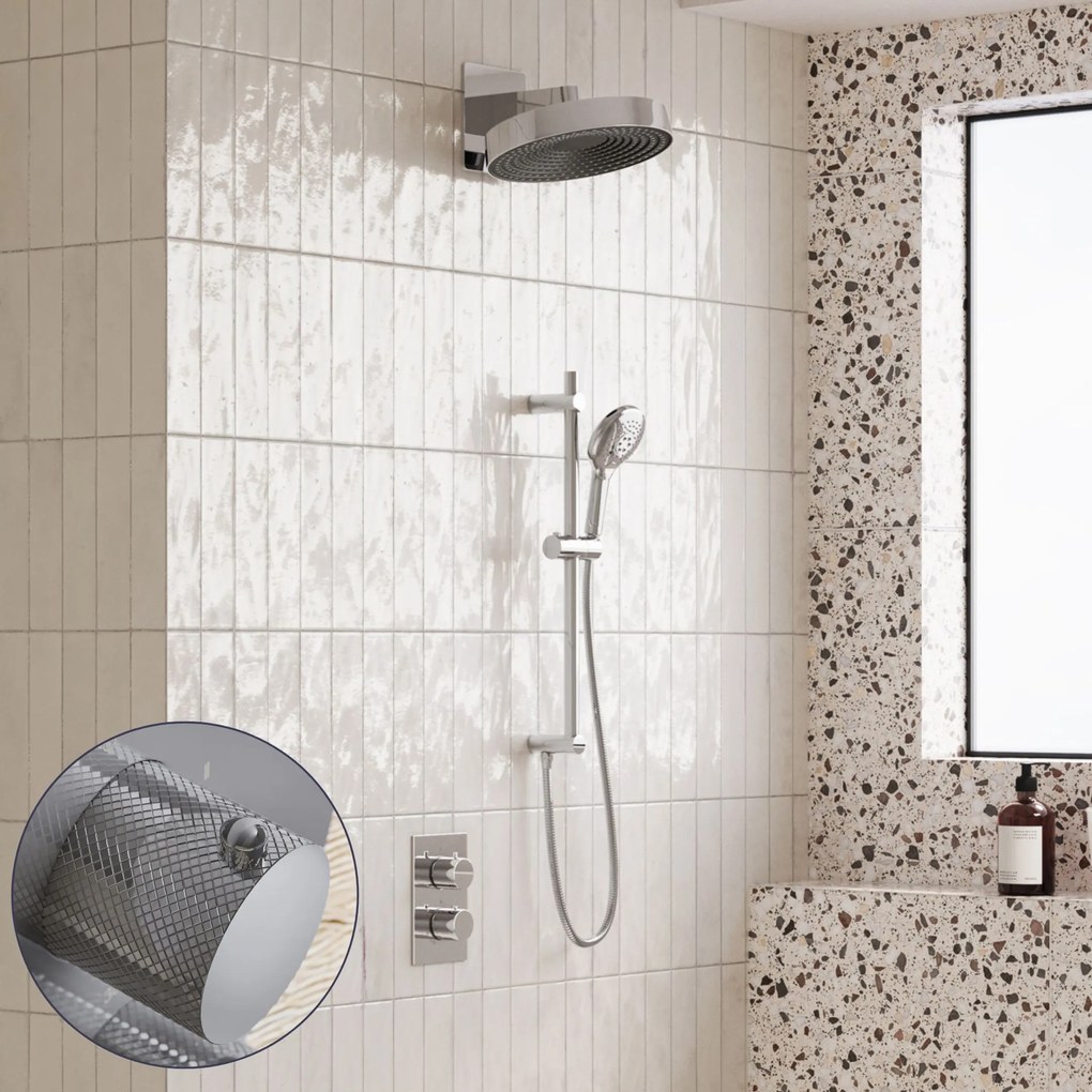 Saniclear Evolution Curved inbouw regendouche met glijstang en 2 standen handdouche chroom