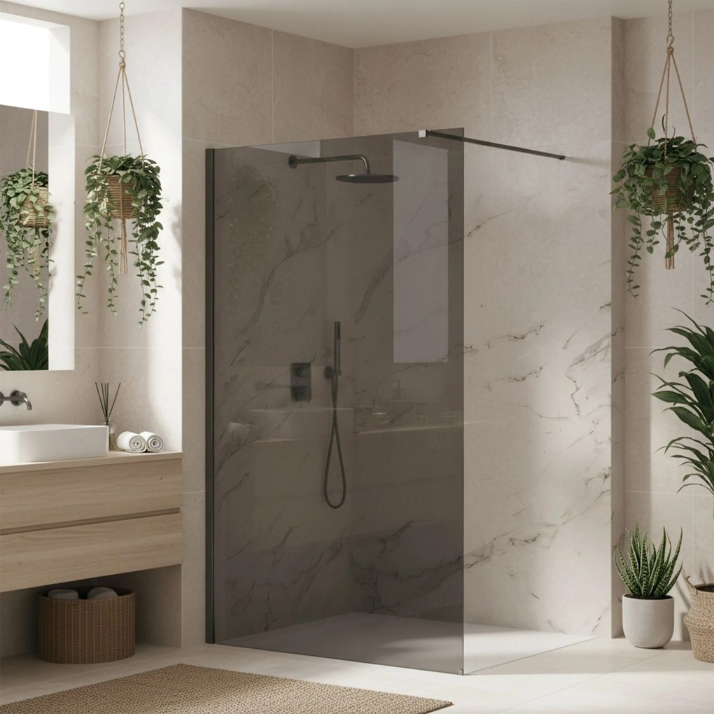 Walk-in douchewand Rea Flexi Grey / Titan 80