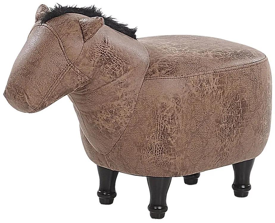 Hocker leather-look bruin HORSE Beliani