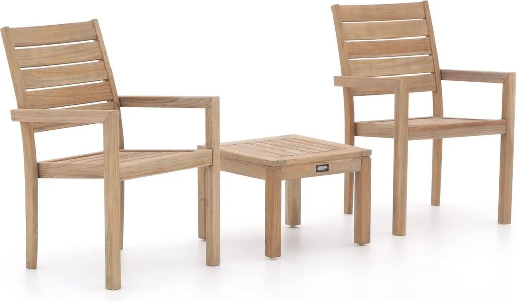 Bistro- en balkonset ROUGH  | 2 personen teakhout | Tuinset stapelbaar | 3-delig | Kees Smit Tuinmeubelen