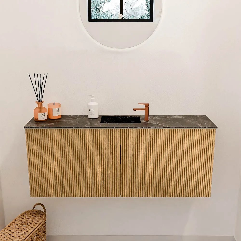 Mondiaz Joya DLux 100cm toiletmeubel oak met wastafel faye midden 1 kraangat lava