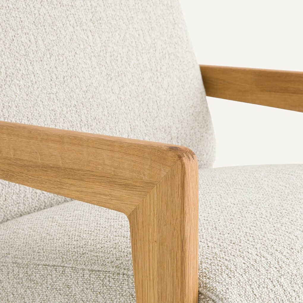 Fauteuil in massief eik en bouclette, Izag
