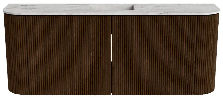 Mondiaz Joya DLux 105cm toiletmeubel ronding links/rechts walnut met wastafel faye midden 1 kraangat glace
