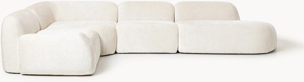XL modulaire teddy bouclé hoekbank Wolke (4-zits) met chaise longue