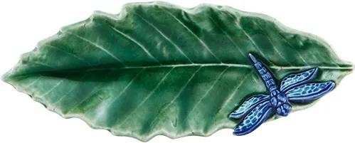 Folhas Serveerschaaltje - Kastanjeblad - Libelle - Groen/Blauw - Aardewerk - 16 cm
